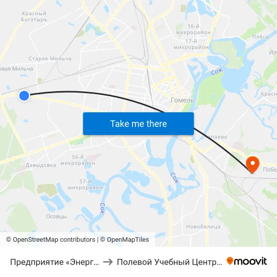 Предприятие «Энергосбыт» to Полевой Учебный Центр Белгута map