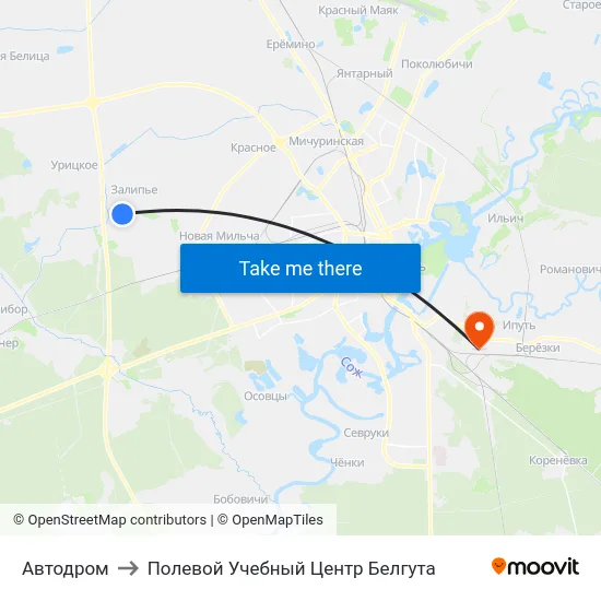 Автодром to Полевой Учебный Центр Белгута map