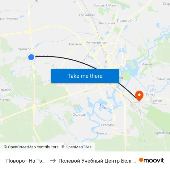 Поворот На Тэц-2 to Полевой Учебный Центр Белгута map