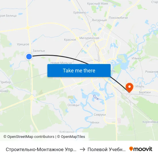 Строительно-Монтажное Управление «Гомельэнергострой» to Полевой Учебный Центр Белгута map