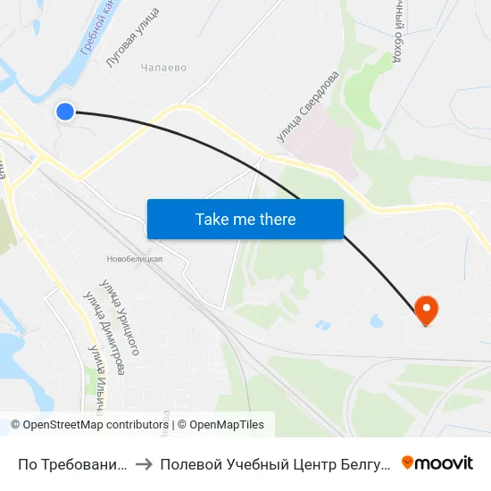По Требованию to Полевой Учебный Центр Белгута map