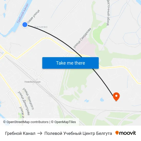Гребной Канал to Полевой Учебный Центр Белгута map