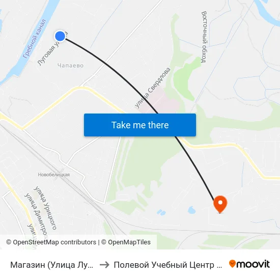 Магазин (Улица Луговая) to Полевой Учебный Центр Белгута map