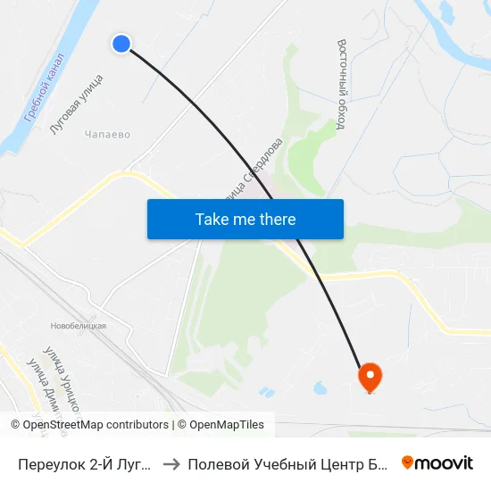 Переулок 2-Й Луговой to Полевой Учебный Центр Белгута map