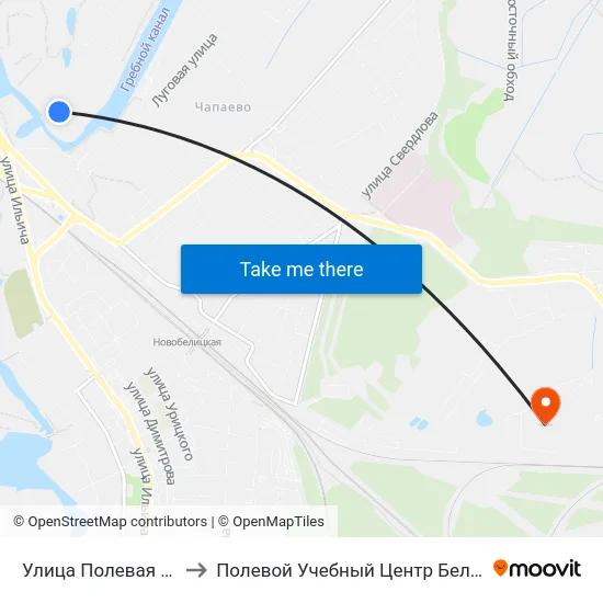 Улица Полевая — 2 to Полевой Учебный Центр Белгута map