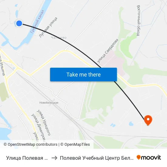 Улица Полевая — 2 to Полевой Учебный Центр Белгута map