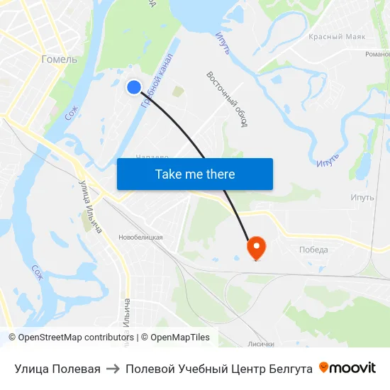Улица Полевая to Полевой Учебный Центр Белгута map