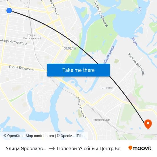 Улица Ярославская to Полевой Учебный Центр Белгута map