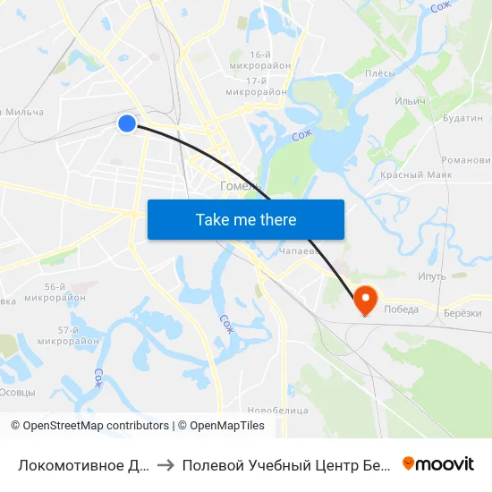 Локомотивное Депо to Полевой Учебный Центр Белгута map