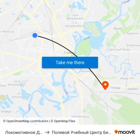 Локомотивное Депо to Полевой Учебный Центр Белгута map