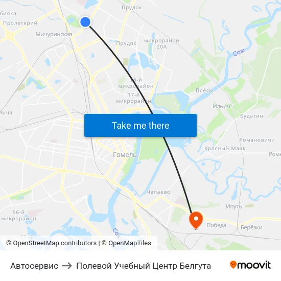 Автосервис to Полевой Учебный Центр Белгута map