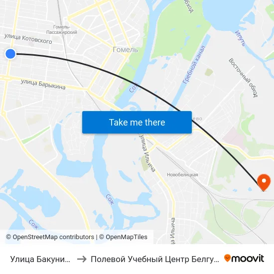 Улица Бакунина to Полевой Учебный Центр Белгута map