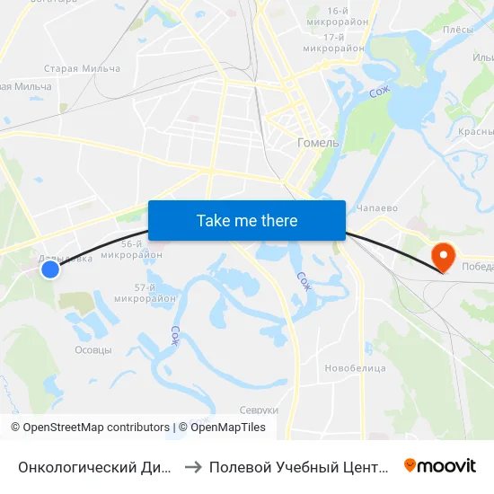 Онкологический Диспансер to Полевой Учебный Центр Белгута map