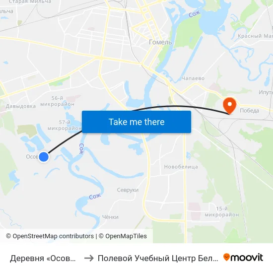 Деревня «Осовцы» to Полевой Учебный Центр Белгута map