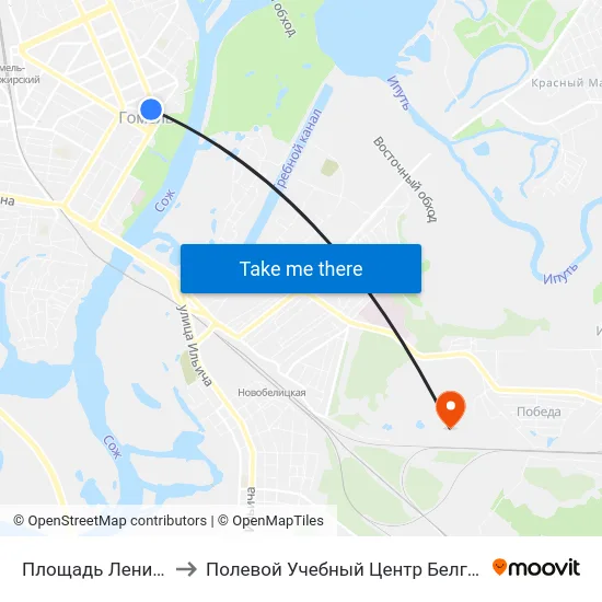 Площадь Ленина to Полевой Учебный Центр Белгута map