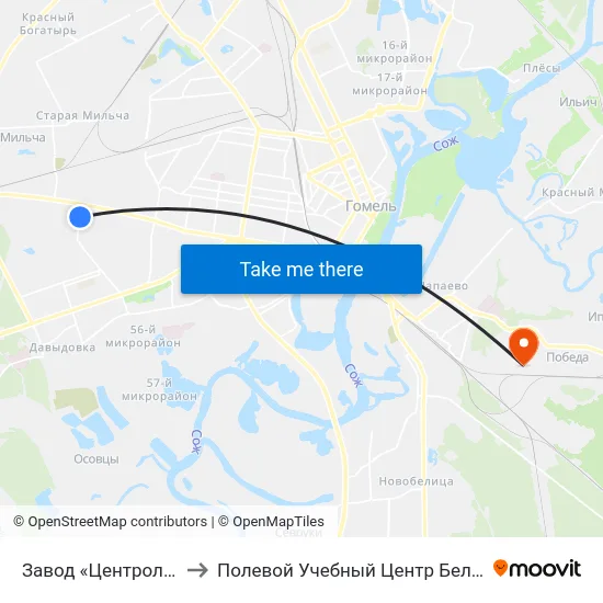 Завод «Центролит» to Полевой Учебный Центр Белгута map