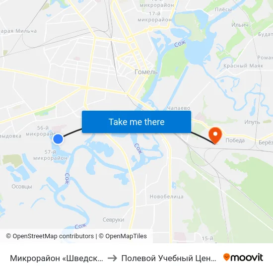 Микрорайон «Шведская Горка» to Полевой Учебный Центр Белгута map