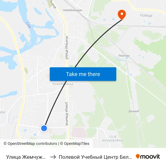 Улица Жемчужная to Полевой Учебный Центр Белгута map