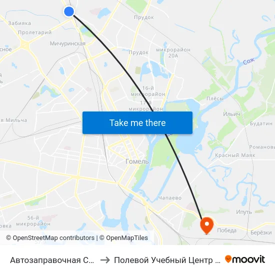 Автозаправочная Станция to Полевой Учебный Центр Белгута map