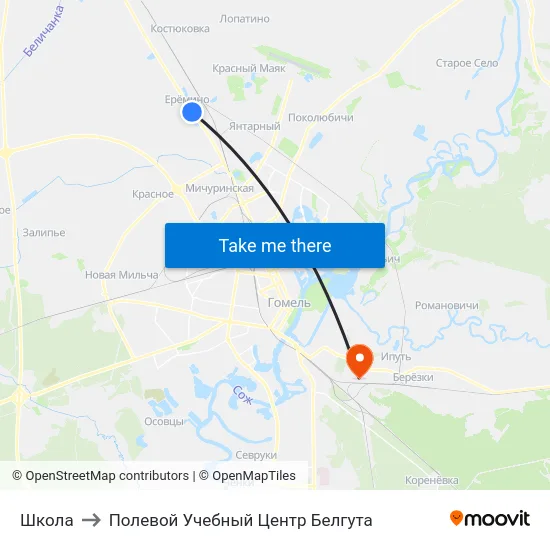 Школа to Полевой Учебный Центр Белгута map