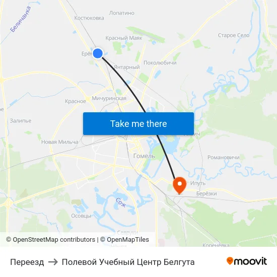 Переезд to Полевой Учебный Центр Белгута map