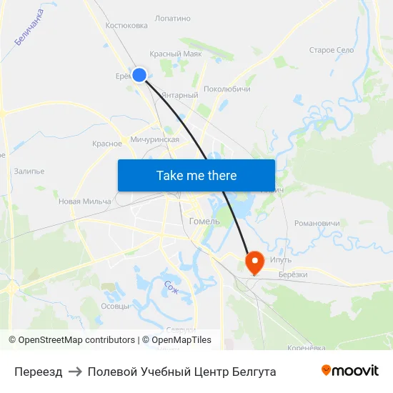 Переезд to Полевой Учебный Центр Белгута map