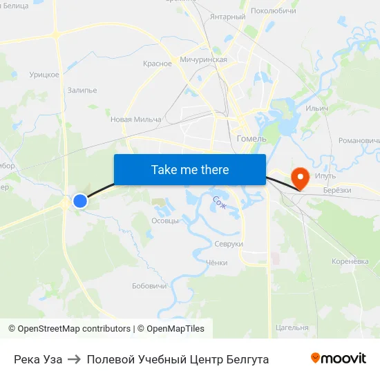 Река Уза to Полевой Учебный Центр Белгута map