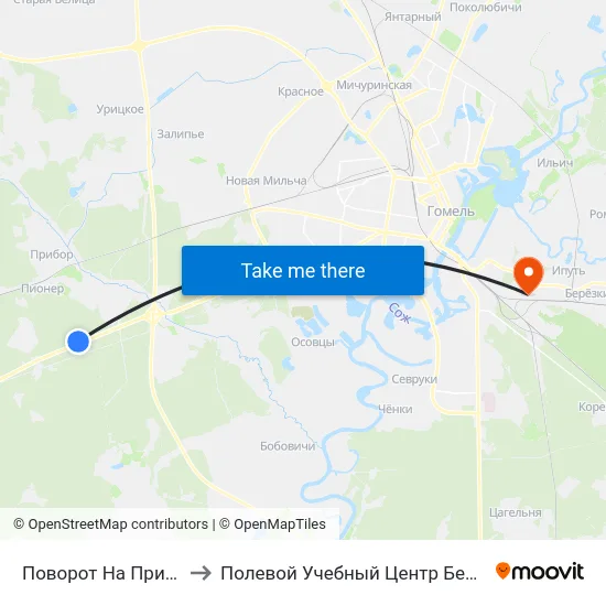 Поворот На Прибор to Полевой Учебный Центр Белгута map