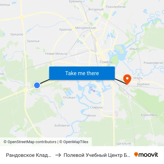 Рандовское Кладбище to Полевой Учебный Центр Белгута map