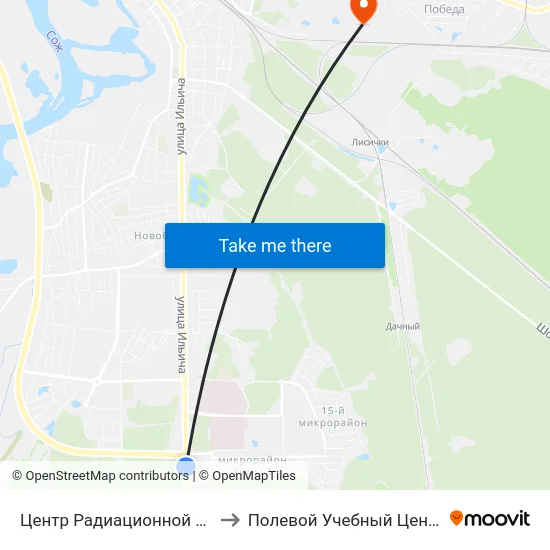 Центр Радиационной Медицины to Полевой Учебный Центр Белгута map