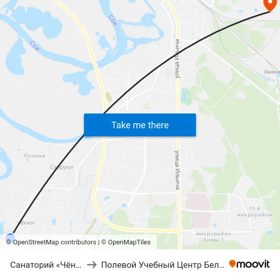 Санаторий «Чёнки» to Полевой Учебный Центр Белгута map