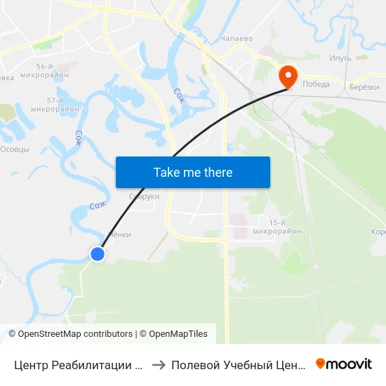 Центр Реабилитации «Живица» to Полевой Учебный Центр Белгута map
