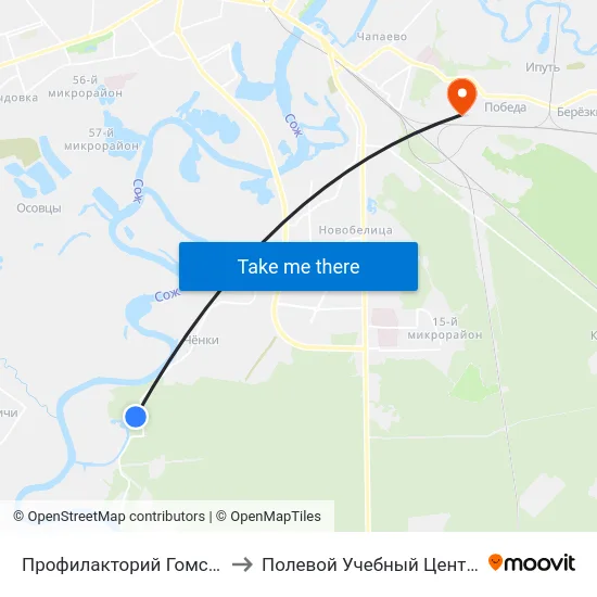 Профилакторий Гомсельмаша to Полевой Учебный Центр Белгута map