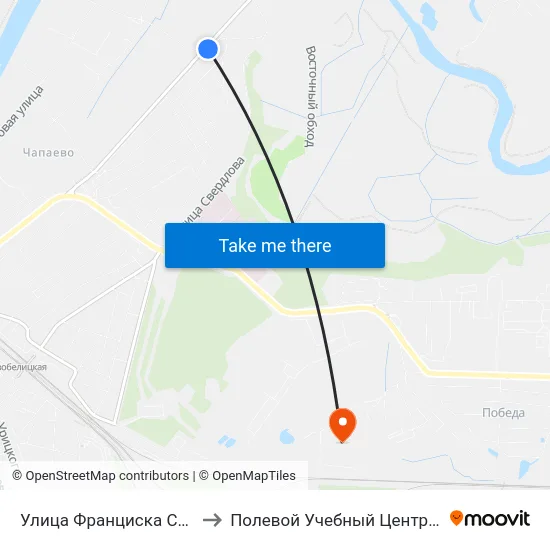 Улица Франциска Скорины to Полевой Учебный Центр Белгута map