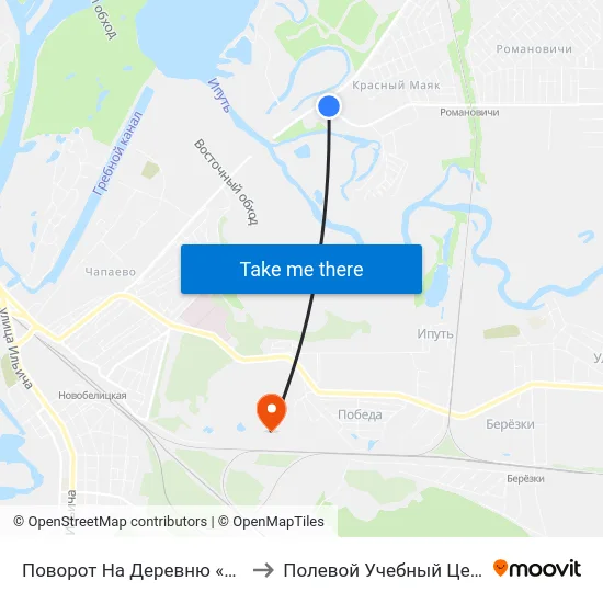 Поворот На Деревню «Романовичи» to Полевой Учебный Центр Белгута map