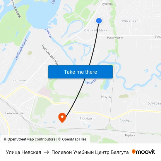 Улица Невская to Полевой Учебный Центр Белгута map