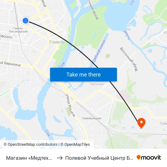 Магазин «Медтехника» to Полевой Учебный Центр Белгута map