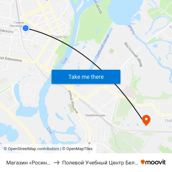 Магазин «Росинка» to Полевой Учебный Центр Белгута map