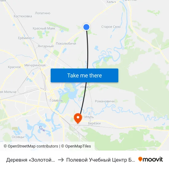 Деревня «Золотой Рог» to Полевой Учебный Центр Белгута map
