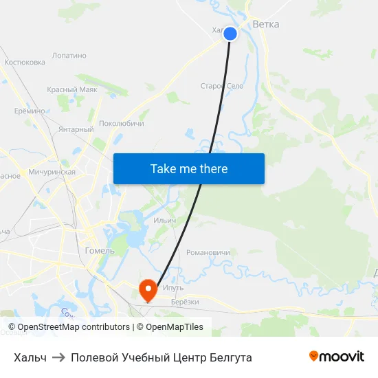 Хальч to Полевой Учебный Центр Белгута map