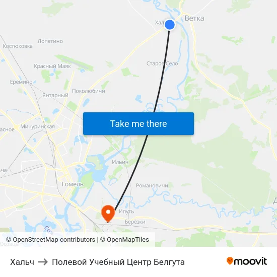 Хальч to Полевой Учебный Центр Белгута map