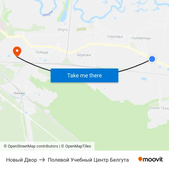 Новый Двор to Полевой Учебный Центр Белгута map