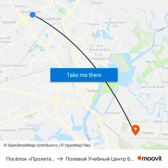Посёлок «Пролетарий» to Полевой Учебный Центр Белгута map