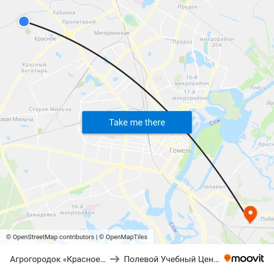 Агрогородок «Красное» (Кольцо) to Полевой Учебный Центр Белгута map