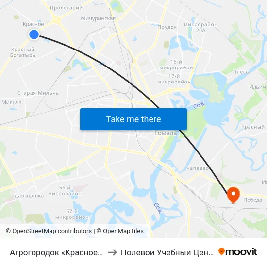 Агрогородок «Красное», Церковь to Полевой Учебный Центр Белгута map