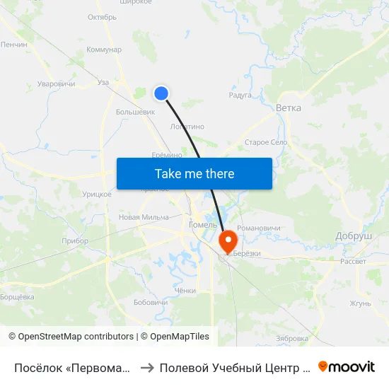 Посёлок «Первомайский» to Полевой Учебный Центр Белгута map