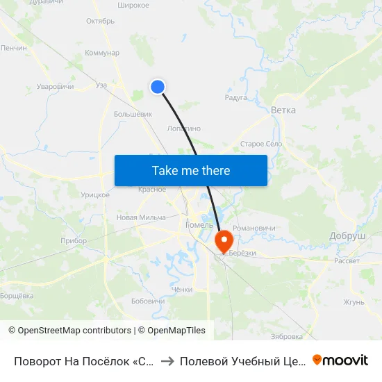 Поворот На Посёлок «Середняцкий» to Полевой Учебный Центр Белгута map
