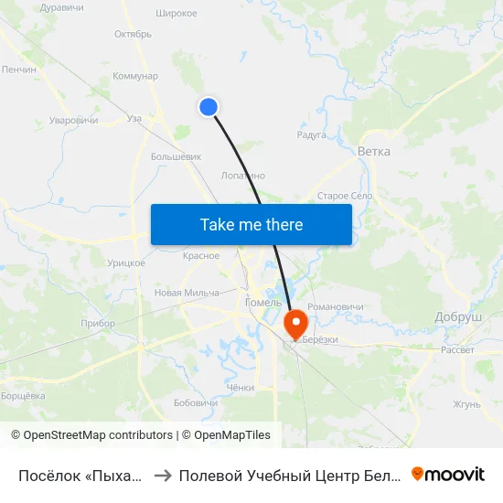 Посёлок «Пыхань» to Полевой Учебный Центр Белгута map