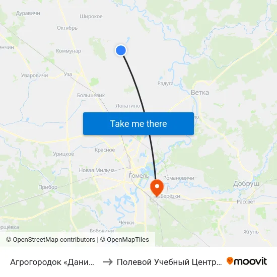 Агрогородок «Даниловичи» to Полевой Учебный Центр Белгута map