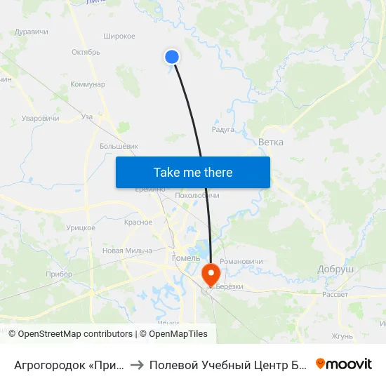 Агрогородок «Присно» to Полевой Учебный Центр Белгута map